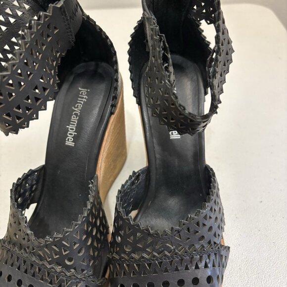 JEFFREY CAMPBELL Sz 7.5 BESANTE CLARA PERFORATED WEDGE SANDAL - Picture 12 of 12
